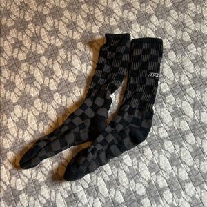 Vans Men's Black and Gray Checkered Socks